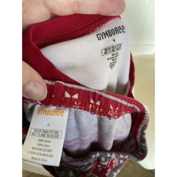 Gymboree Unisex Pajamas Sz 4 Gymmies Howl-idays 2 Pc Red Gray White Dogs - Picture 12 of 14